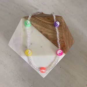 Y2K yin yang beaded necklace choker 90s jewelry neon handmade stocking stuffer